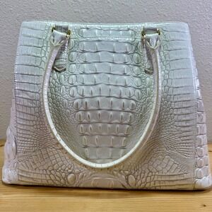 Brahmin Joan Tote Pearl Melbourne Croc Embossed Leather Handbag NWT w Receipt